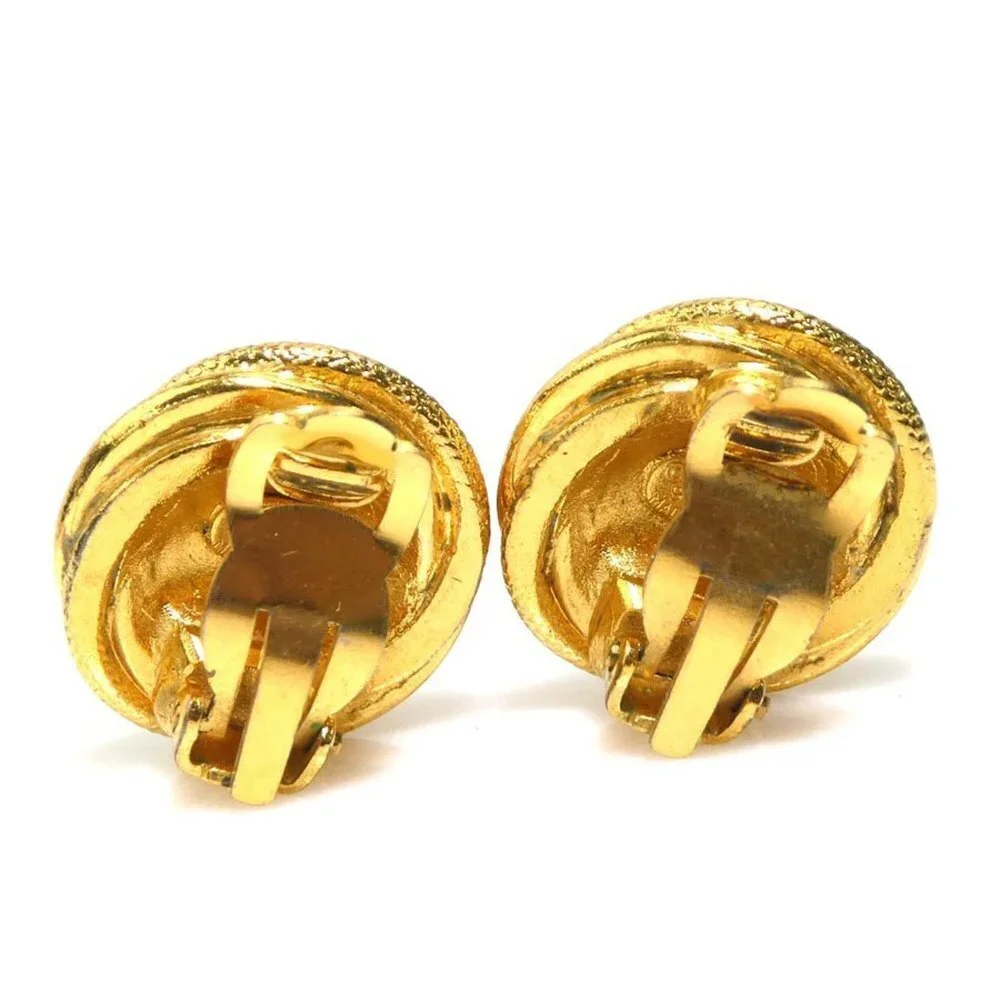 CHANEL Authentic Gold Logo Earrings